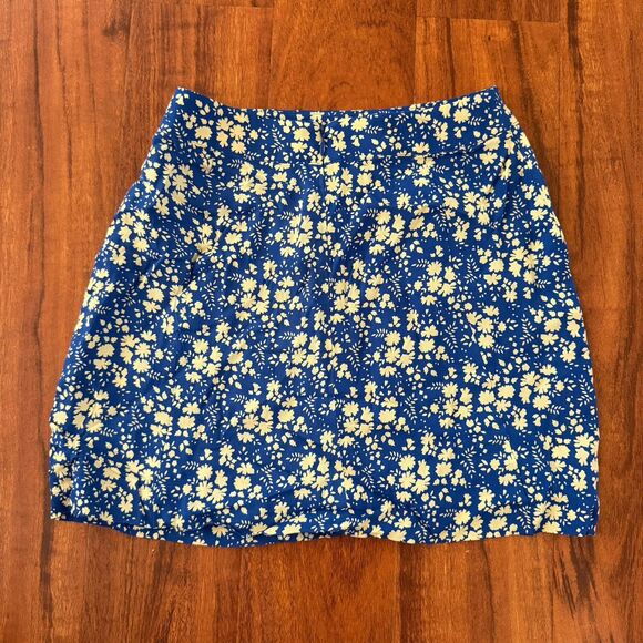 For Love & Lemons Mini Skirt Blue Floral Multicolor Size Small - Picture 3 of 9